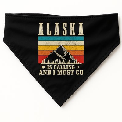 Alaska Is Calling & I Must Go Vintage Mountains Hiking Hiker USA-Made Doggie Bandana