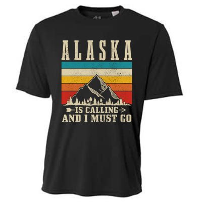 Alaska Is Calling & I Must Go Vintage Mountains Hiking Hiker Cooling Performance Crew T-Shirt