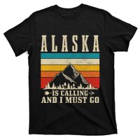 Alaska Is Calling & I Must Go Vintage Mountains Hiking Hiker T-Shirt