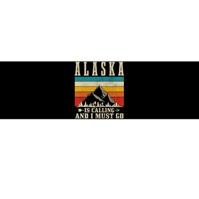 Alaska Is Calling & I Must Go Vintage Mountains Hiking Hiker Bumper Sticker