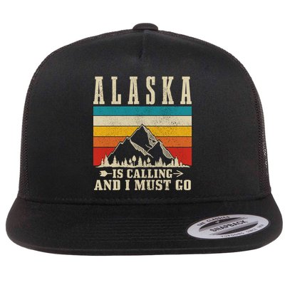 Alaska Is Calling & I Must Go Vintage Mountains Hiking Hiker Flatbill Hat
