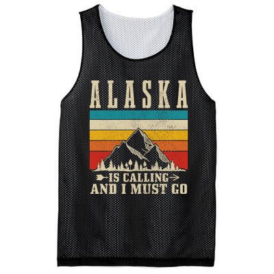 Alaska Is Calling & I Must Go Vintage Mountains Hiking Hiker Mesh Reversible Basketball Jersey Tank