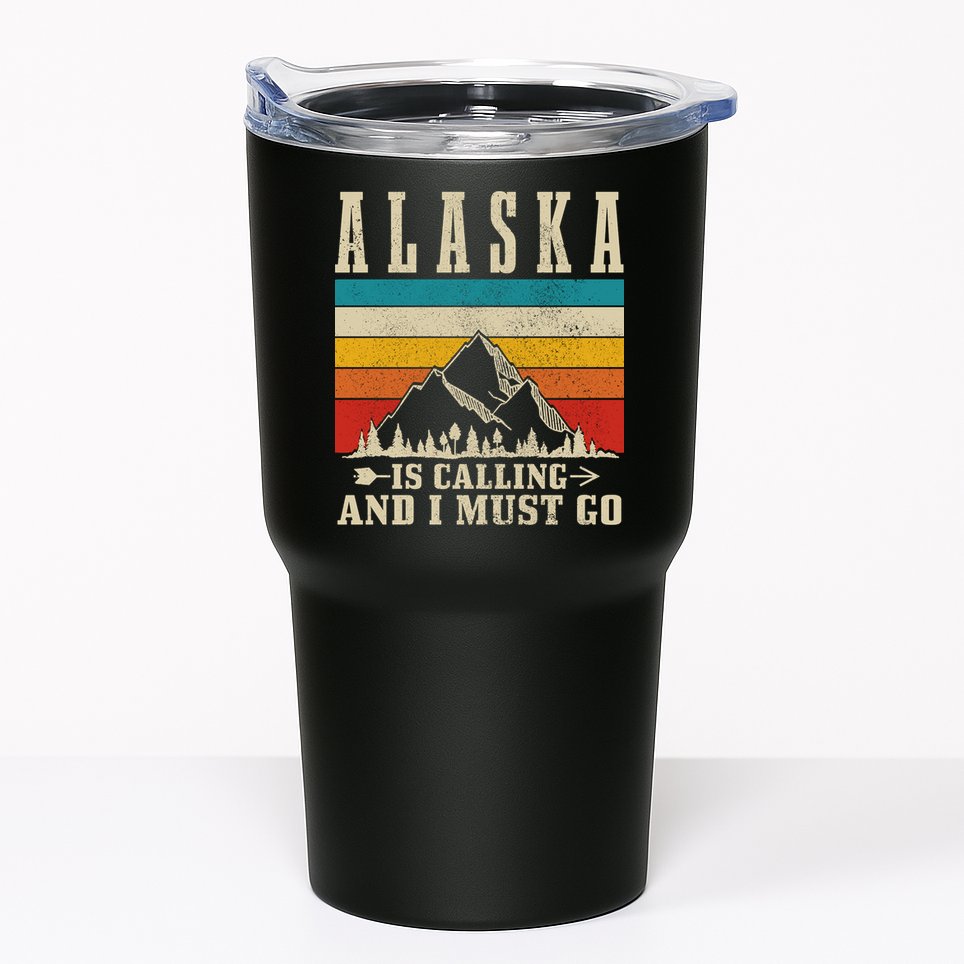 Alaska Is Calling & I Must Go Vintage Mountains Hiking Hiker Tumbler