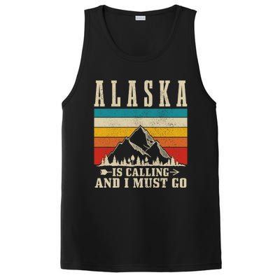 Alaska Is Calling & I Must Go Vintage Mountains Hiking Hiker PosiCharge Competitor Tank