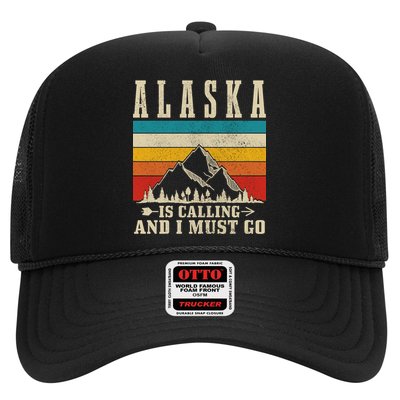 Alaska Is Calling & I Must Go Vintage Mountains Hiking Hiker Trucker Hat