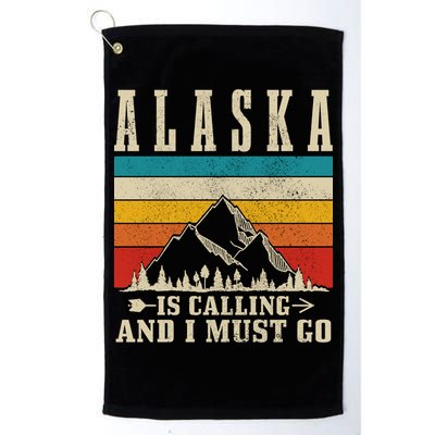 Alaska Is Calling & I Must Go Vintage Mountains Hiking Hiker Golf Towel