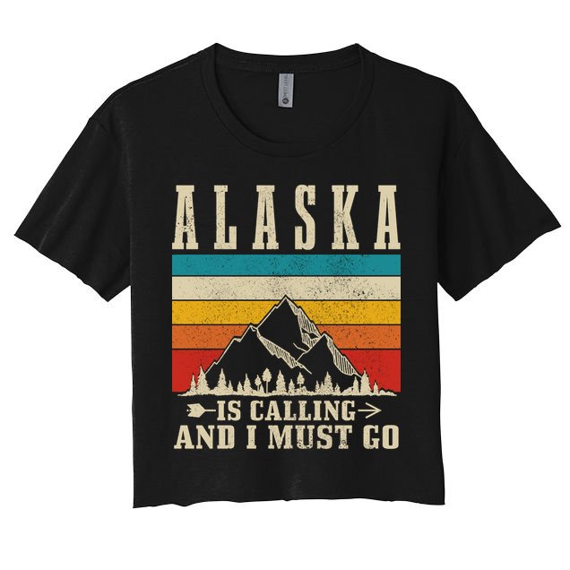 Alaska Is Calling & I Must Go Vintage Mountains Hiking Hiker Crop Top
