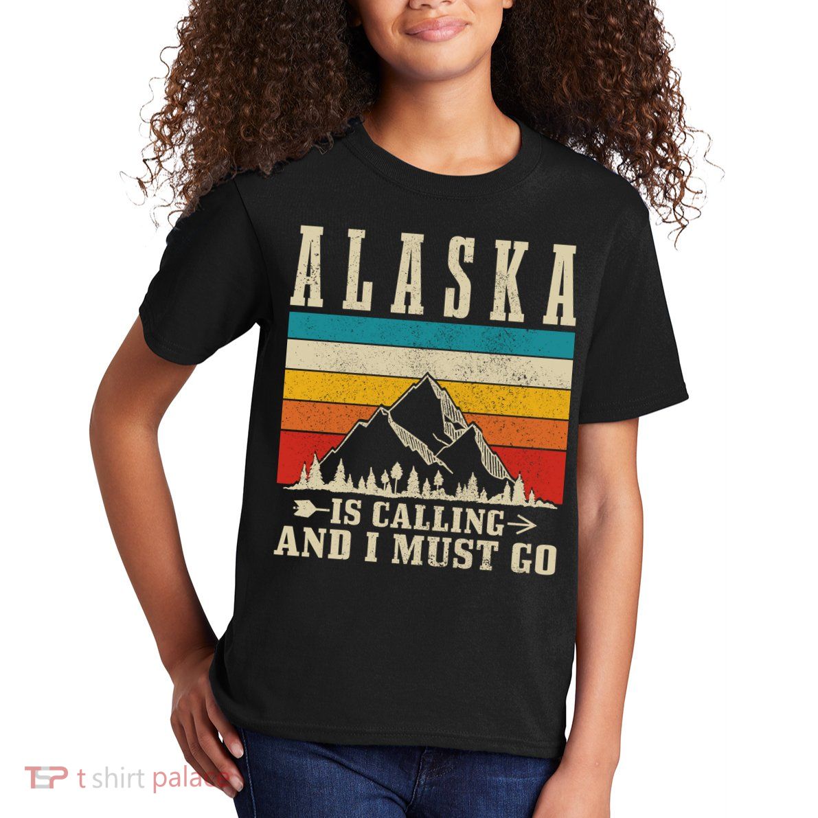Alaska Is Calling & I Must Go Vintage Mountains Hiking Hiker Kids T-Shirt