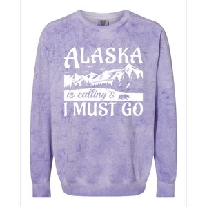 Alaska Is Calling And I Must Go Funny Tourist Mountains Colorblast Crewneck Sweatshirt