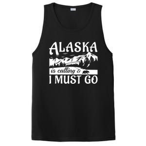 Alaska Is Calling And I Must Go Funny Tourist Mountains PosiCharge Competitor Tank