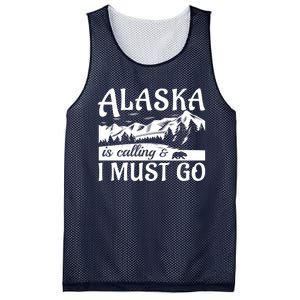 Alaska Is Calling And I Must Go Funny Tourist Mountains Mesh Reversible Basketball Jersey Tank