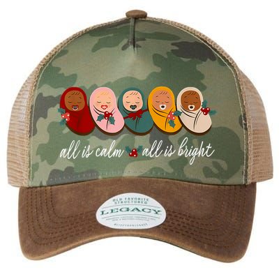 All Is Calm All Is Bright Presents Labor Delivery Nurse Xmas Legacy Tie Dye Trucker Hat