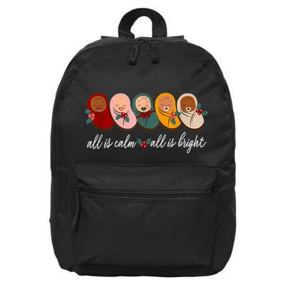 All Is Calm All Is Bright Presents Labor Delivery Nurse Xmas 16 in Basic Backpack