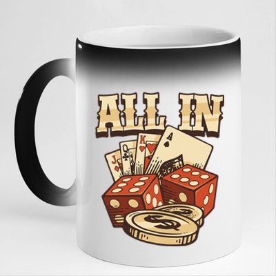 All In Card Game Playing Cards Poker Player Gambling Casino 11oz Black Color Changing Mug