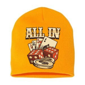 All In Card Game Playing Cards Poker Player Gambling Casino Short Acrylic Beanie