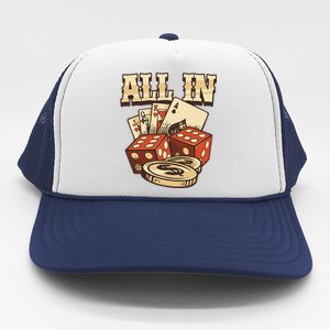 All In Card Game Playing Cards Poker Player Gambling Casino Trucker Hat