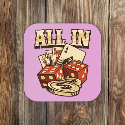 All In Card Game Playing Cards Poker Player Gambling Casino Coaster