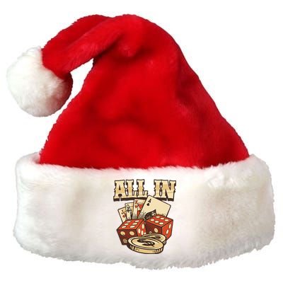 All In Card Game Playing Cards Poker Player Gambling Casino Premium Christmas Santa Hat