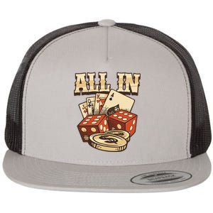 All In Card Game Playing Cards Poker Player Gambling Casino Flat Bill Trucker Hat