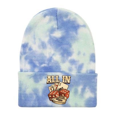 All In Card Game Playing Cards Poker Player Gambling Casino Tie Dye 12in Knit Beanie