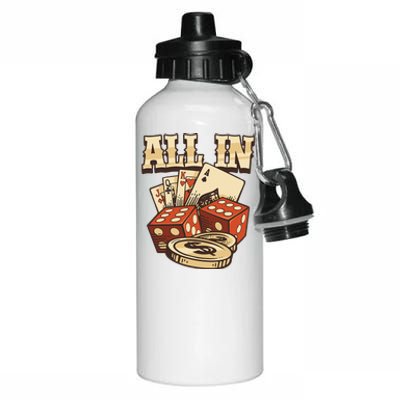 All In Card Game Playing Cards Poker Player Gambling Casino Aluminum Water Bottle