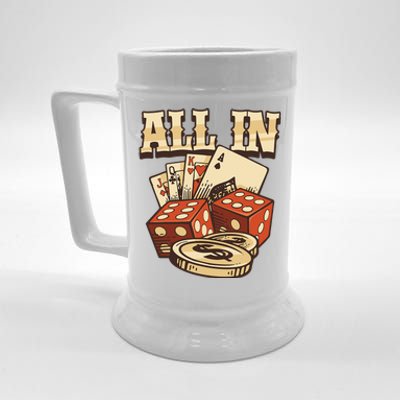 All In Card Game Playing Cards Poker Player Gambling Casino Beer Stein