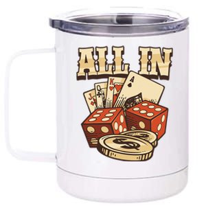 All In Card Game Playing Cards Poker Player Gambling Casino 12 oz Stainless Steel Tumbler Cup