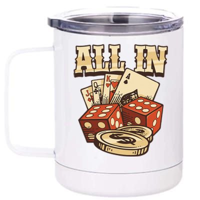 All In Card Game Playing Cards Poker Player Gambling Casino 12 oz Stainless Steel Tumbler Cup