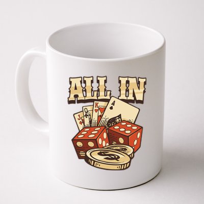 All In Card Game Playing Cards Poker Player Gambling Casino Coffee Mug