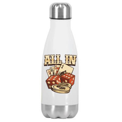 All In Card Game Playing Cards Poker Player Gambling Casino Stainless Steel Insulated Water Bottle