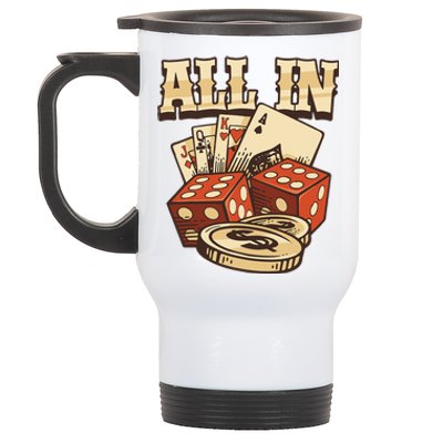 All In Card Game Playing Cards Poker Player Gambling Casino Stainless Steel Travel Mug