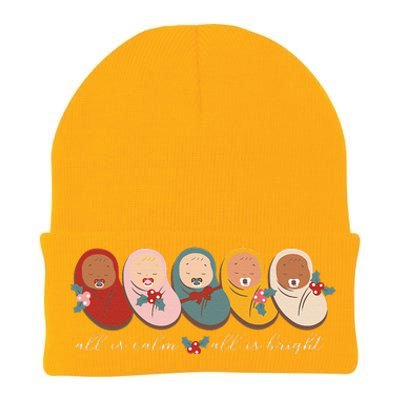 All Is Calm All Is Bright NICU Mother Baby Nurse Christmas Knit Cap Winter Beanie