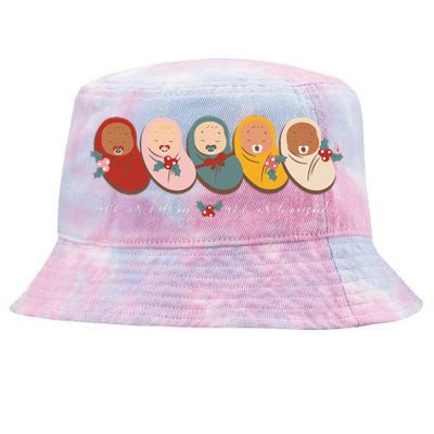 All Is Calm All Is Bright NICU Mother Baby Nurse Christmas Tie-Dyed Bucket Hat