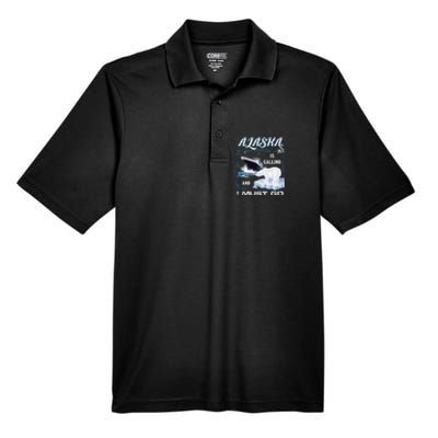 Alaska Is Calling And I Must Go Funny Cruising Men's Origin Performance Pique Polo