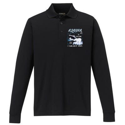 Alaska Is Calling And I Must Go Funny Cruising Performance Long Sleeve Polo