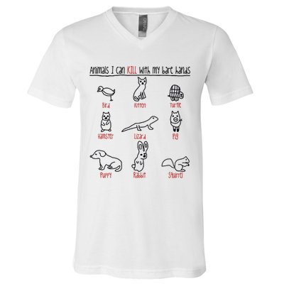 Animals I Can Kill With My Bare Hands Funny Gift Animal Lover V-Neck T-Shirt