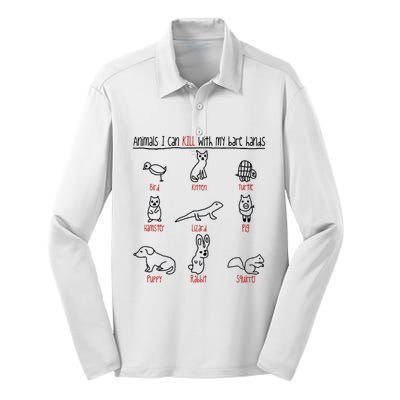 Animals I Can Kill With My Bare Hands Funny Gift Animal Lover Silk Touch Performance Long Sleeve Polo