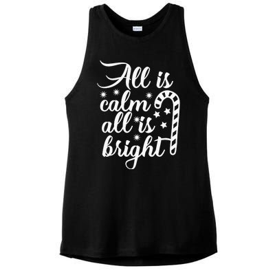 All Is Calm All Is Bright Christmas Ladies PosiCharge Tri-Blend Wicking Tank