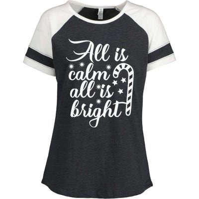 All Is Calm All Is Bright Christmas Enza Ladies Jersey Colorblock Tee