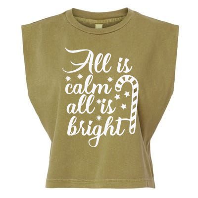 All Is Calm All Is Bright Christmas Garment-Dyed Women's Muscle Tee