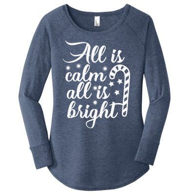 All Is Calm All Is Bright Christmas Women's Perfect Tri Tunic Long Sleeve Shirt