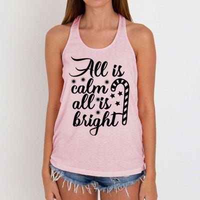 All Is Calm All Is Bright Christmas Women's Knotted Racerback Tank