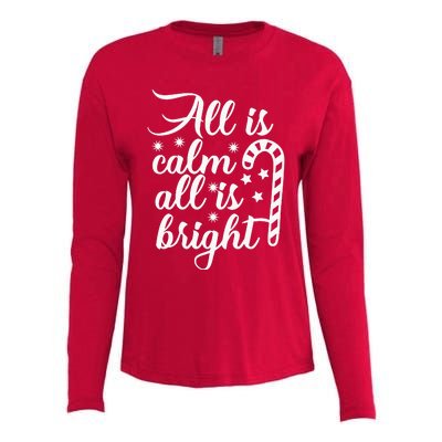 All Is Calm All Is Bright Christmas Womens Cotton Relaxed Long Sleeve T-Shirt