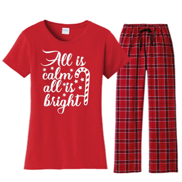 All Is Calm All Is Bright Christmas Women's Flannel Pajama Set