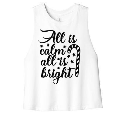 All Is Calm All Is Bright Christmas Women's Racerback Cropped Tank