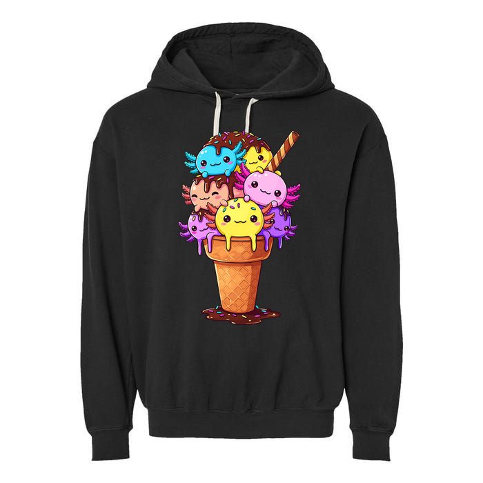 Axolotls Ice Cream Funny Axolotl Garment-Dyed Fleece Hoodie