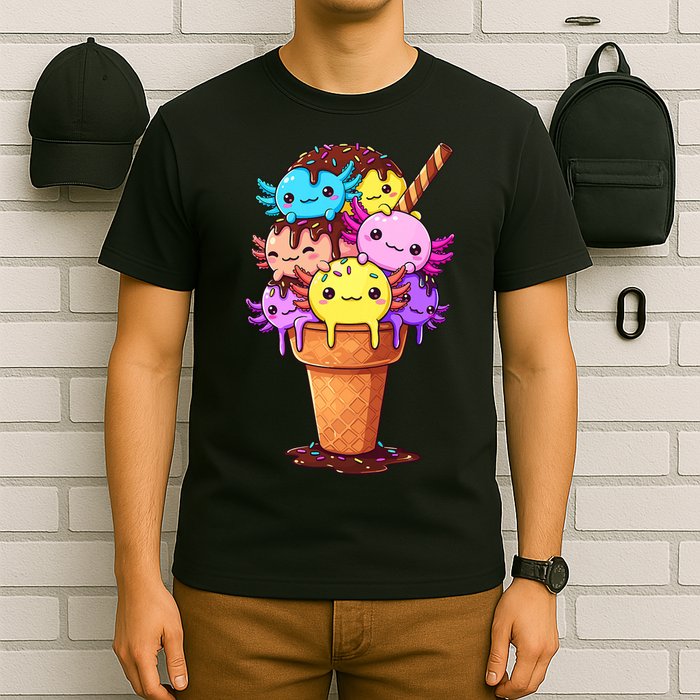 Axolotls Ice Cream Funny Axolotl T-Shirt