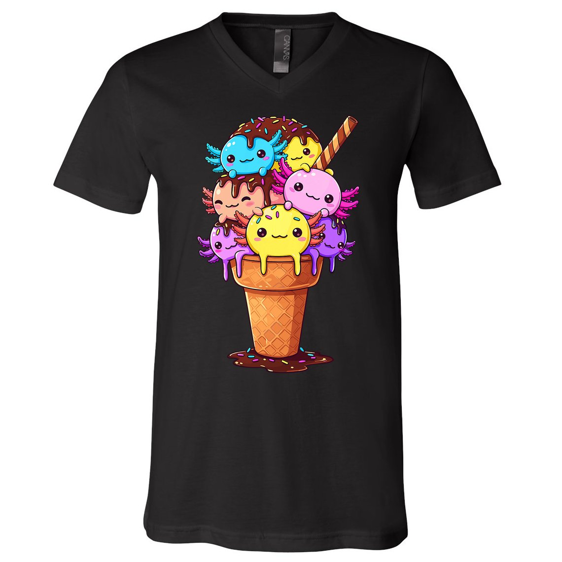 Axolotls Ice Cream Funny Axolotl V-Neck T-Shirt