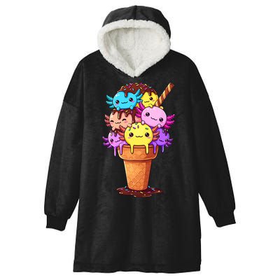 Axolotls Ice Cream Funny Axolotl Hooded Wearable Blanket
