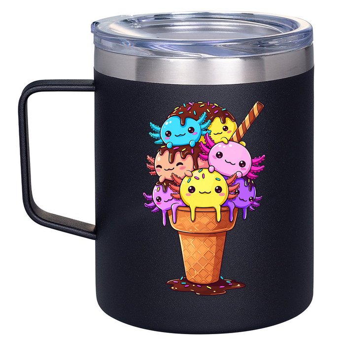 Axolotls Ice Cream Funny Axolotl 12oz Stainless Steel Coffee Mug
